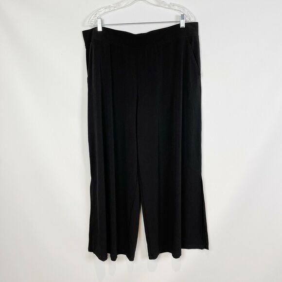 G.I.L.I. Womens Jetsetter Pants Side Slits XL Black Side Slit Jersey Knit NWOT - Picture 3 of 6